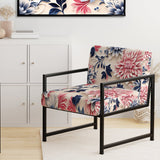 Blue Pink And White Damask Flower - Cottage Arm Chair