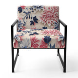 Blue Pink And White Damask Flower - Cottage Arm Chair