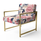 Blue Pink And White Damask Flower - Cottage Arm Chair