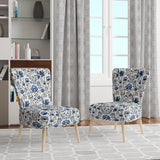 Blue And White Damask Flower - Cottage Accent Side Chair