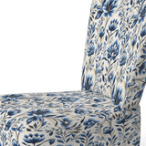 Blue And White Damask Flower - Cottage Accent Side Chair