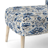 Blue And White Damask Flower - Cottage Accent Side Chair