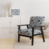 Blue And White Damask Flower - Cottage Accent Side Chair