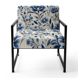 Blue And White Damask Flower - Cottage Accent Side Chair
