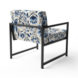 Blue And White Damask Flower - Cottage Accent Side Chair