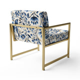 Blue And White Damask Flower - Cottage Accent Side Chair