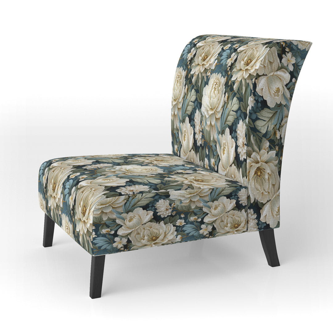 Beige And Green Natural Damask Serenity - Cottage Arm Chair