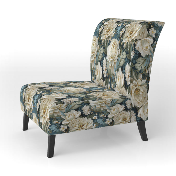 Beige And Green Natural Damask Serenity - Cottage Arm Chair