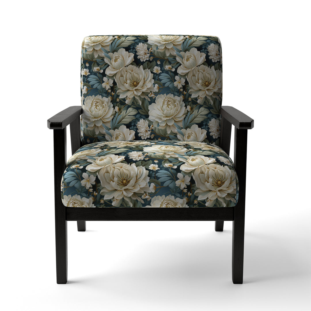 Beige And Green Natural Damask Serenity - Cottage Arm Chair