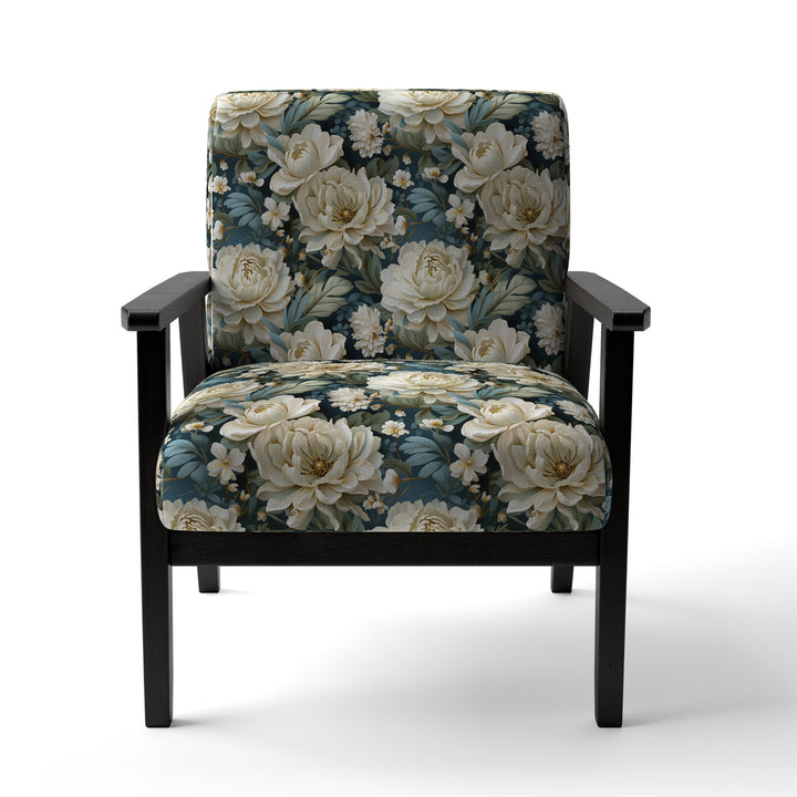Beige And Green Natural Damask Serenity - Cottage Arm Chair