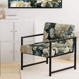 Beige And Green Natural Damask Serenity - Cottage Arm Chair