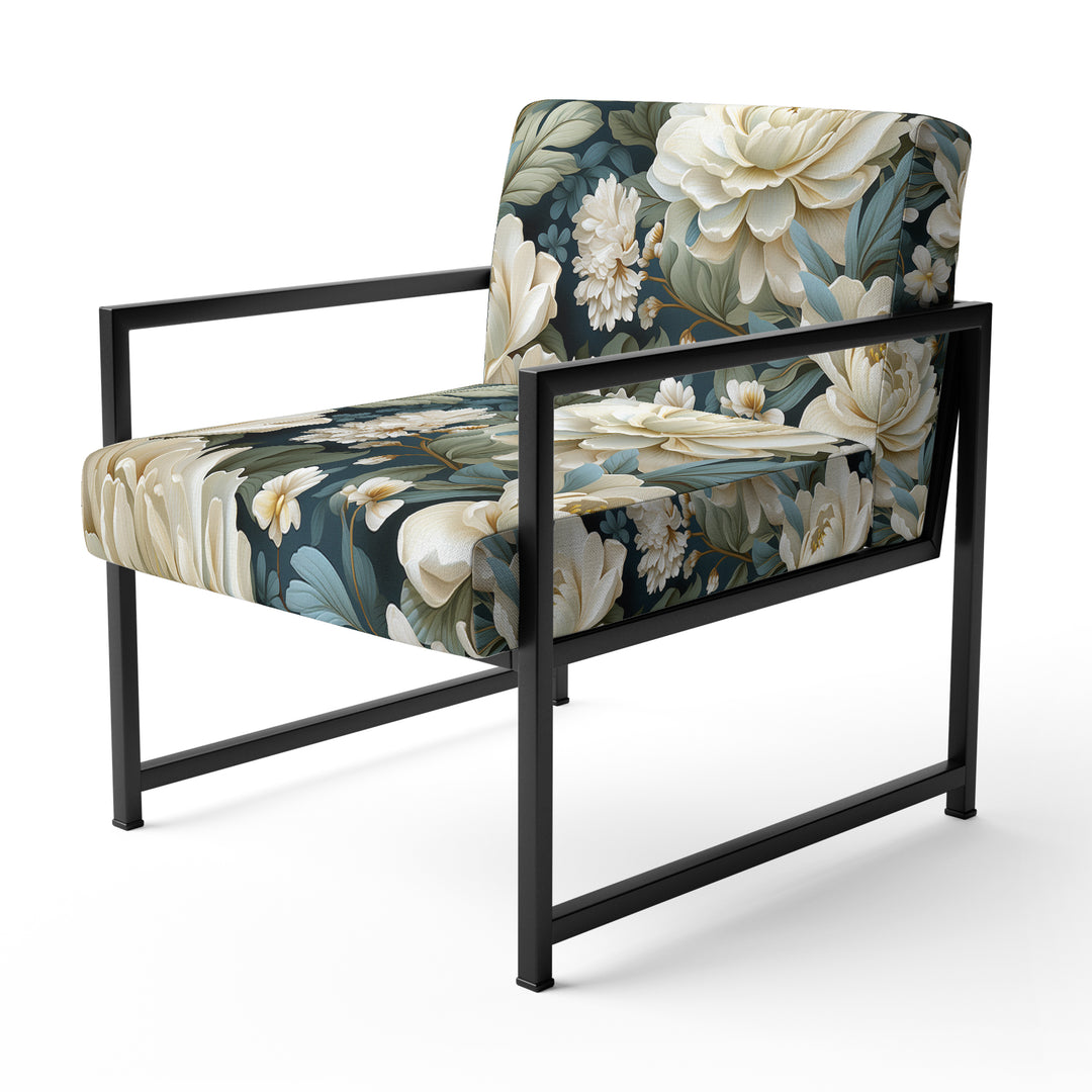 Beige And Green Natural Damask Serenity - Cottage Arm Chair