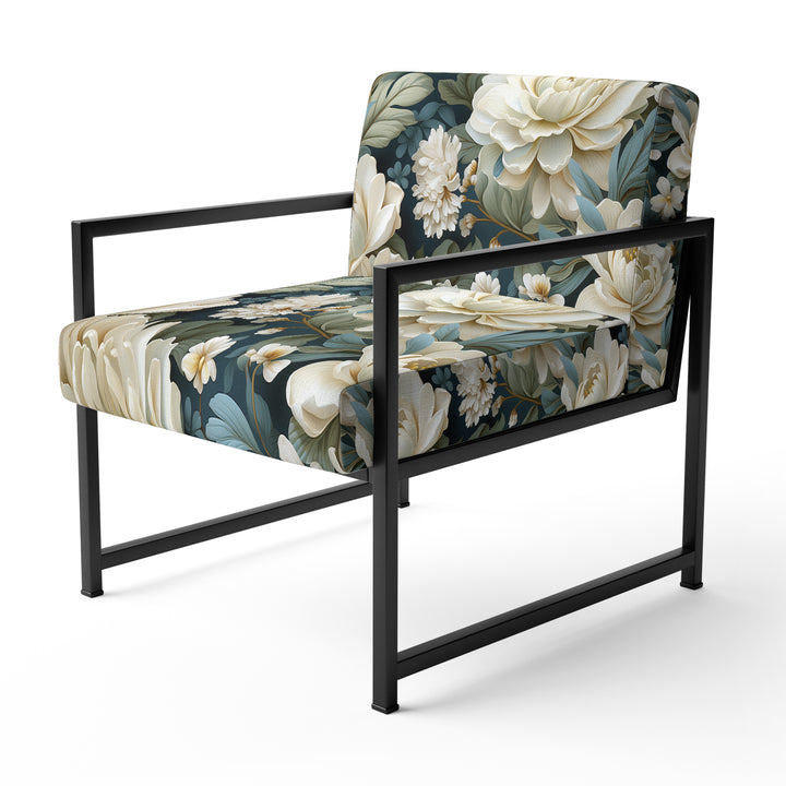 Beige And Green Natural Damask Serenity - Cottage Arm Chair