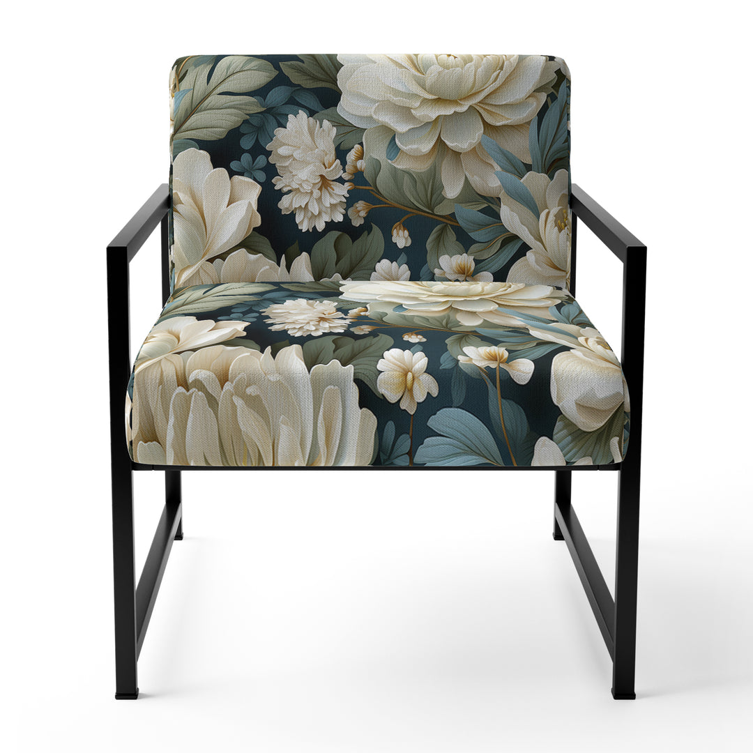 Beige And Green Natural Damask Serenity - Cottage Arm Chair