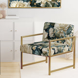 Beige And Green Natural Damask Serenity - Cottage Arm Chair