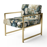 Beige And Green Natural Damask Serenity - Cottage Arm Chair