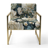 Beige And Green Natural Damask Serenity - Cottage Arm Chair