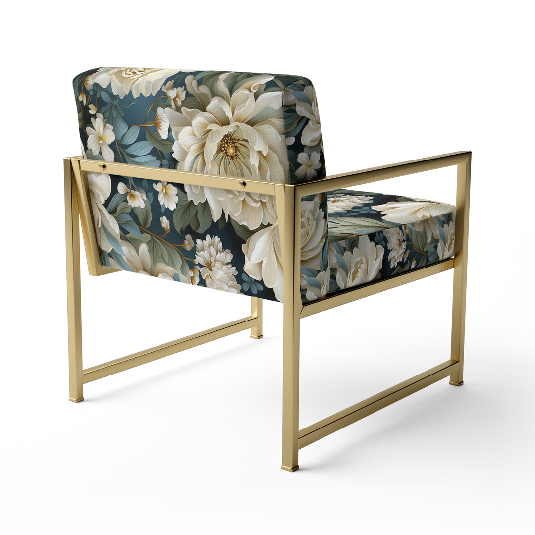 Beige And Green Natural Damask Serenity - Cottage Arm Chair