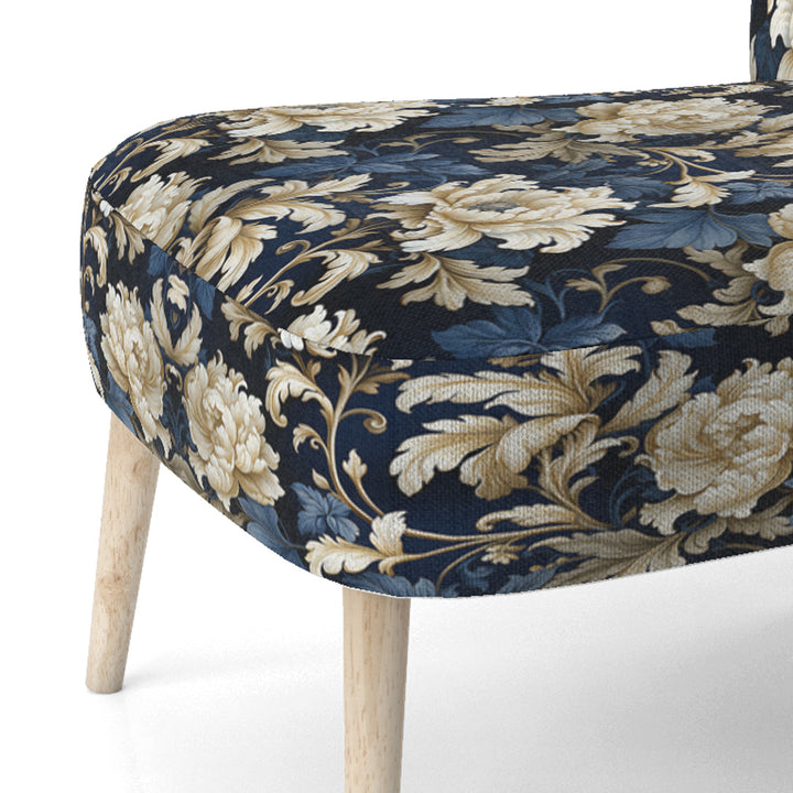Blue Peonies Regal Damask Opulence - Cottage Arm Chair