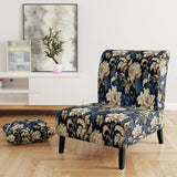 Blue Peonies Regal Damask Opulence - Cottage Arm Chair