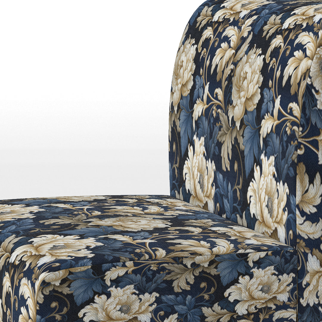Blue Peonies Regal Damask Opulence - Cottage Arm Chair