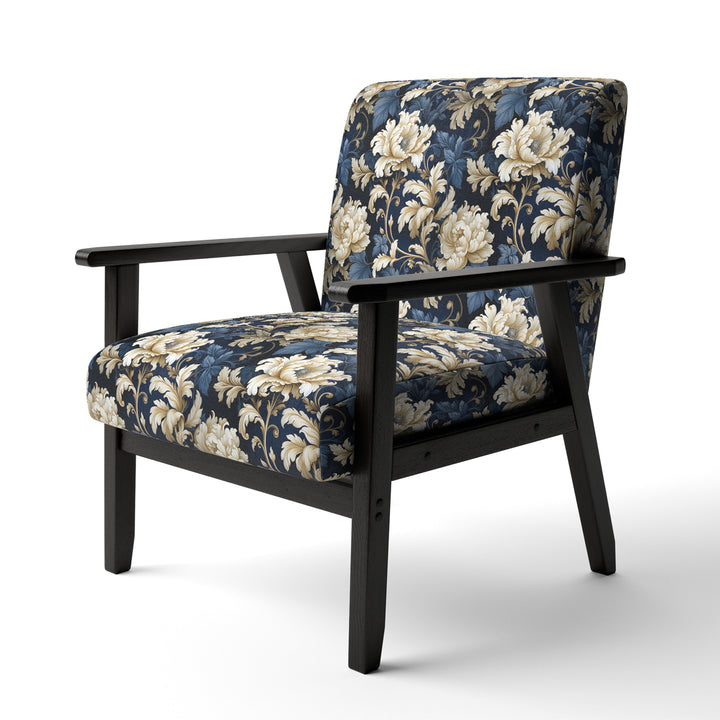 Blue Peonies Regal Damask Opulence - Cottage Arm Chair