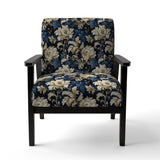 Blue Peonies Regal Damask Opulence - Cottage Arm Chair
