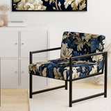 Blue Peonies Regal Damask Opulence - Cottage Arm Chair