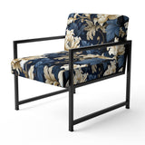 Blue Peonies Regal Damask Opulence - Cottage Arm Chair