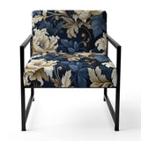 Blue Peonies Regal Damask Opulence - Cottage Arm Chair