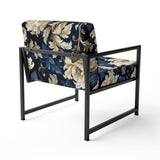 Blue Peonies Regal Damask Opulence - Cottage Arm Chair