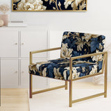 Blue Peonies Regal Damask Opulence - Cottage Arm Chair