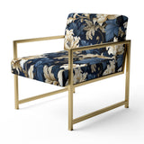 Blue Peonies Regal Damask Opulence - Cottage Arm Chair