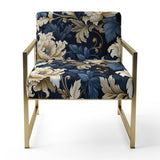 Blue Peonies Regal Damask Opulence - Cottage Arm Chair