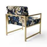 Blue Peonies Regal Damask Opulence - Cottage Arm Chair