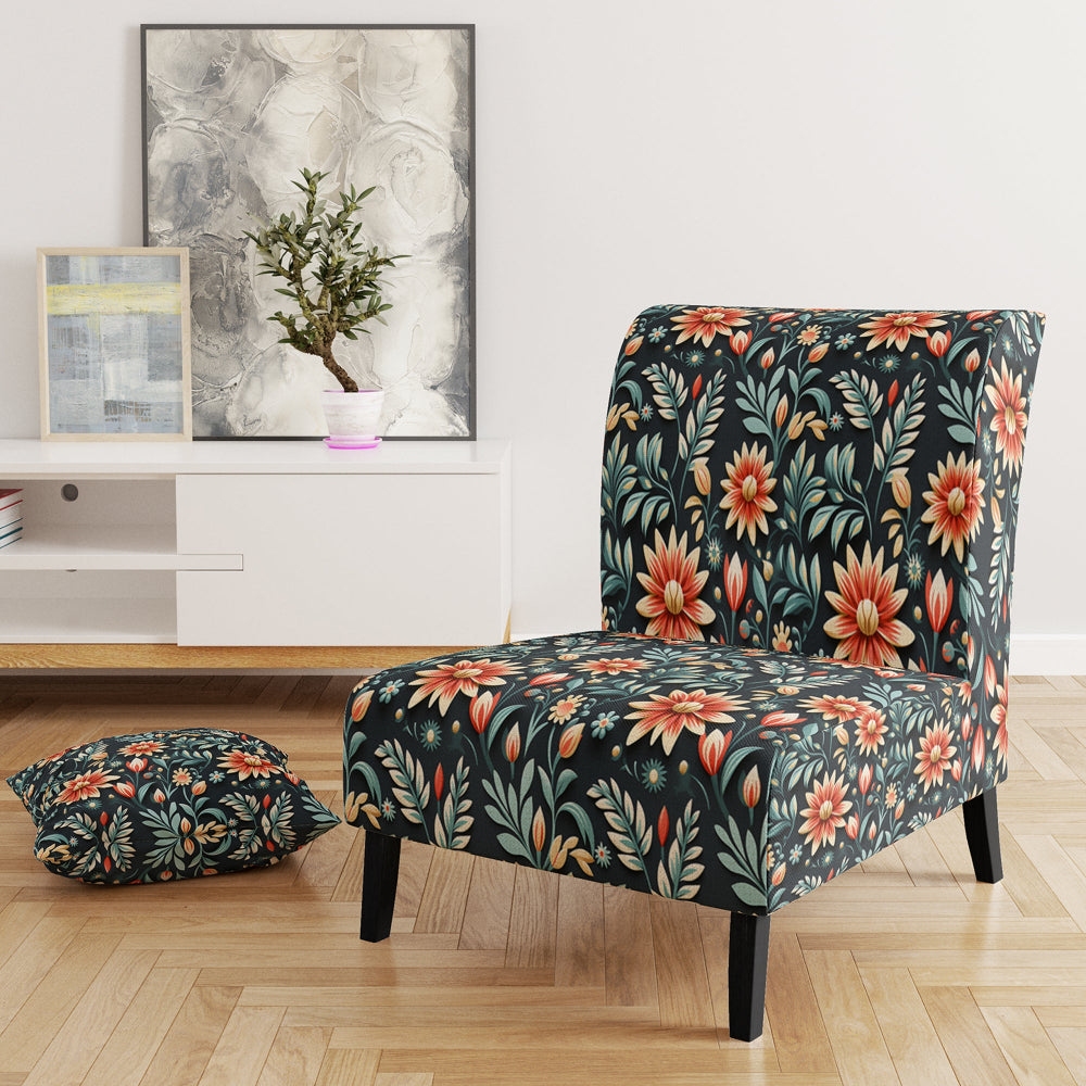 Tribal Green Damask Accents - Bohemian Arm Chair