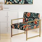 Tribal Green Damask Accents - Bohemian Arm Chair