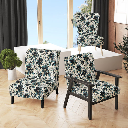 Blue And White Damask Euphony - Bohemian Accent Slipper Chair