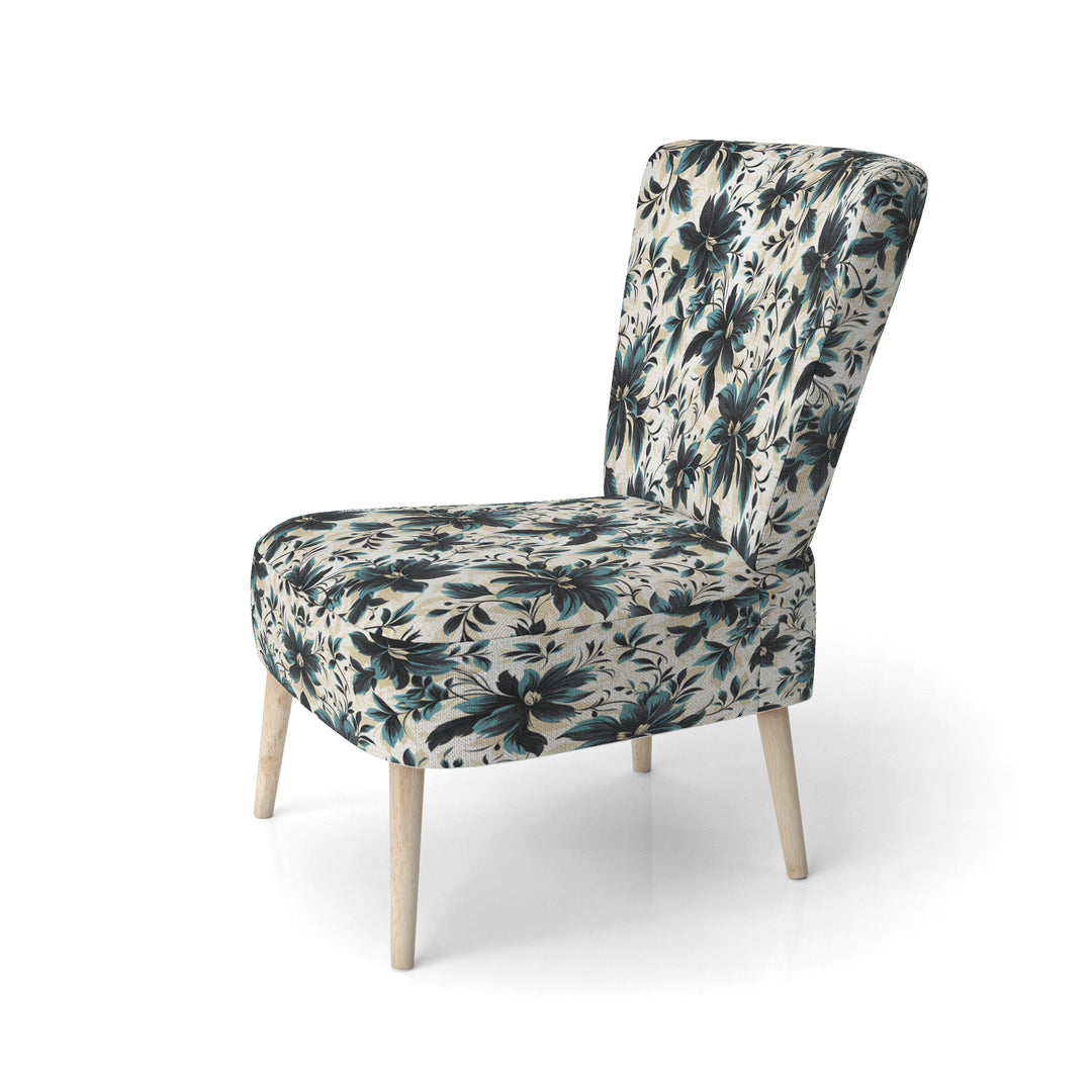 Blue And White Damask Euphony - Bohemian Accent Slipper Chair