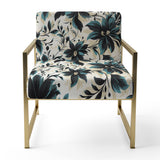 Blue And White Damask Euphony - Bohemian Accent Slipper Chair
