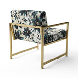 Blue And White Damask Euphony - Bohemian Accent Slipper Chair