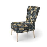 Beige And Blue Dahlia Retreat - Cottage Arm Chair