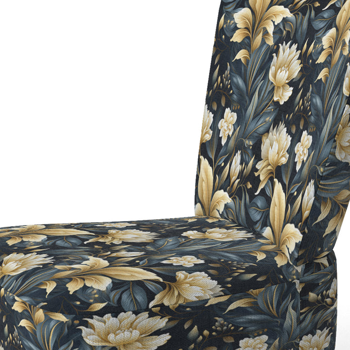 Beige And Blue Dahlia Retreat - Cottage Arm Chair
