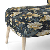 Beige And Blue Dahlia Retreat - Cottage Arm Chair