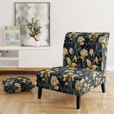 Beige And Blue Dahlia Retreat - Cottage Arm Chair