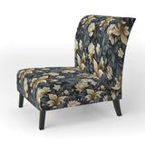 Beige And Blue Dahlia Retreat - Cottage Arm Chair