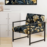 Beige And Blue Dahlia Retreat - Cottage Arm Chair