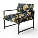 Beige And Blue Dahlia Retreat - Cottage Arm Chair