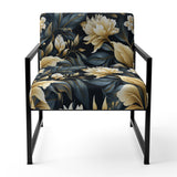 Beige And Blue Dahlia Retreat - Cottage Arm Chair