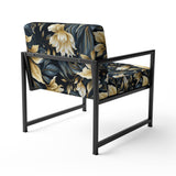 Beige And Blue Dahlia Retreat - Cottage Arm Chair